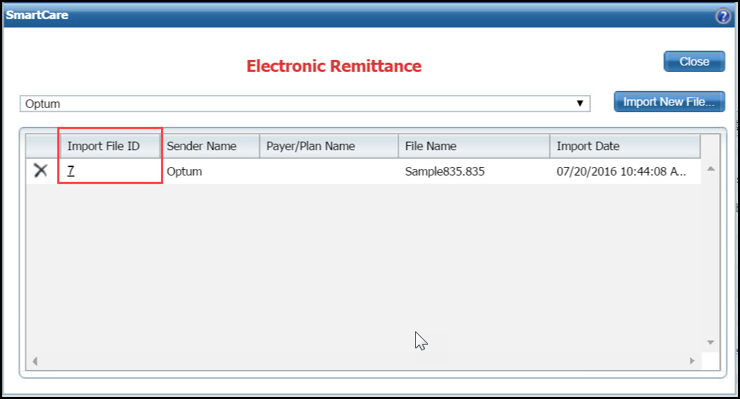 Remittance Box Display the Electronic Remittance File Details Window